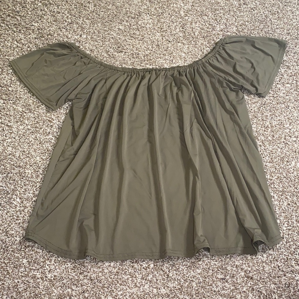 Off The Shoulder Green Drape Top